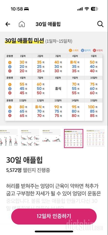 30일 애플힙12일차 성공!