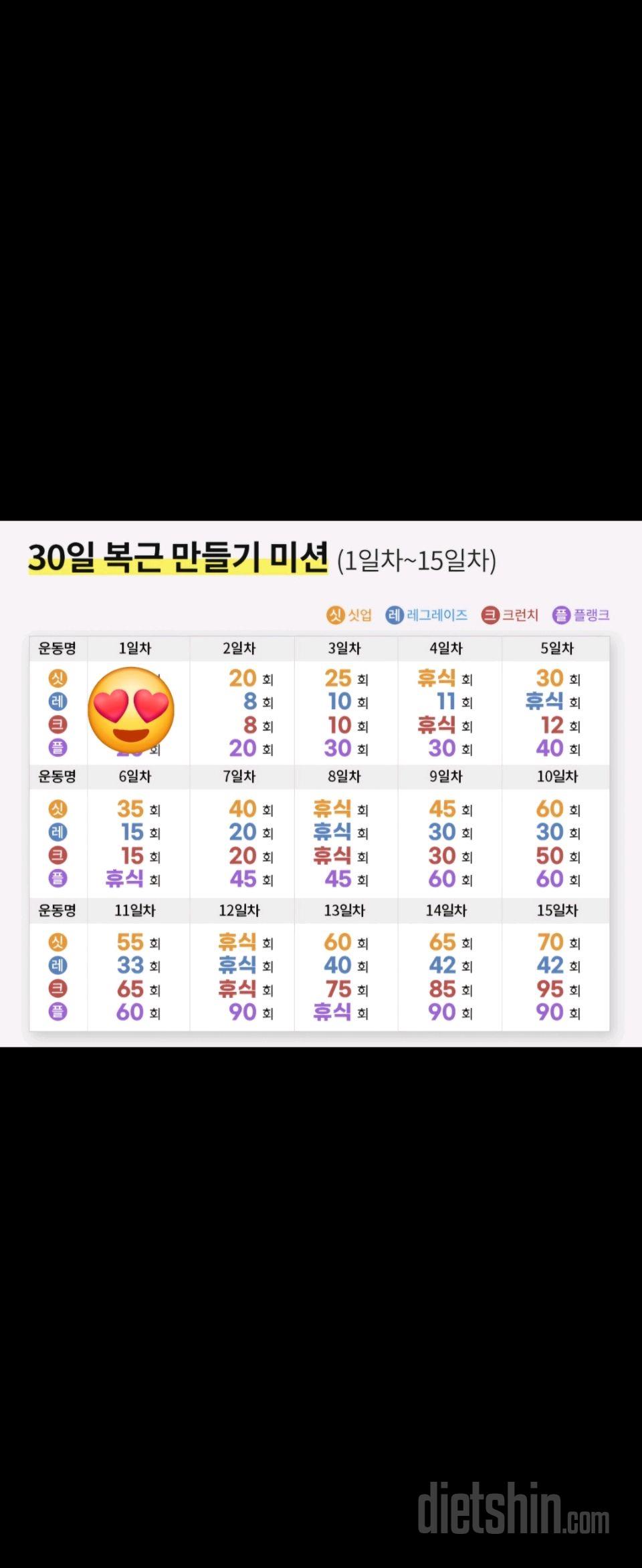 30일 복근 만들기 1일차 성공!