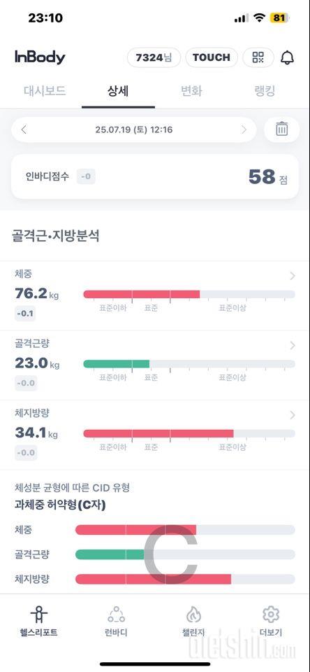 7일 아침 몸무게 재기19일차 성공!