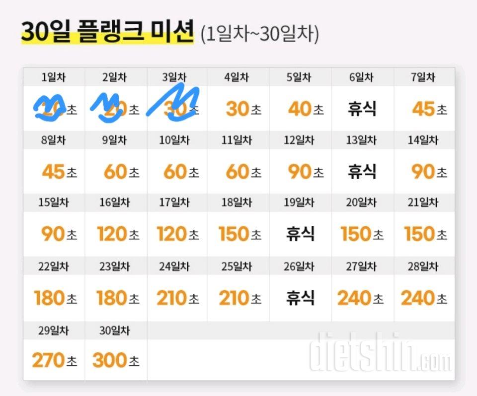 30일 플랭크3일차 성공!
