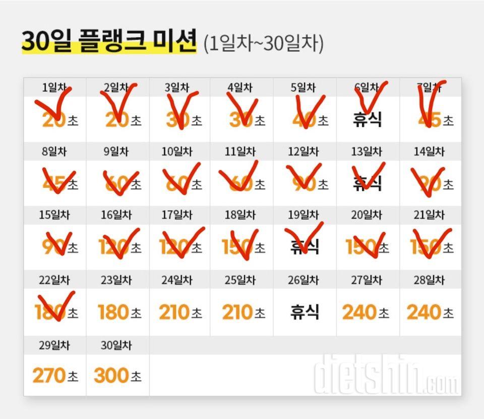 30일 플랭크22일차 성공!