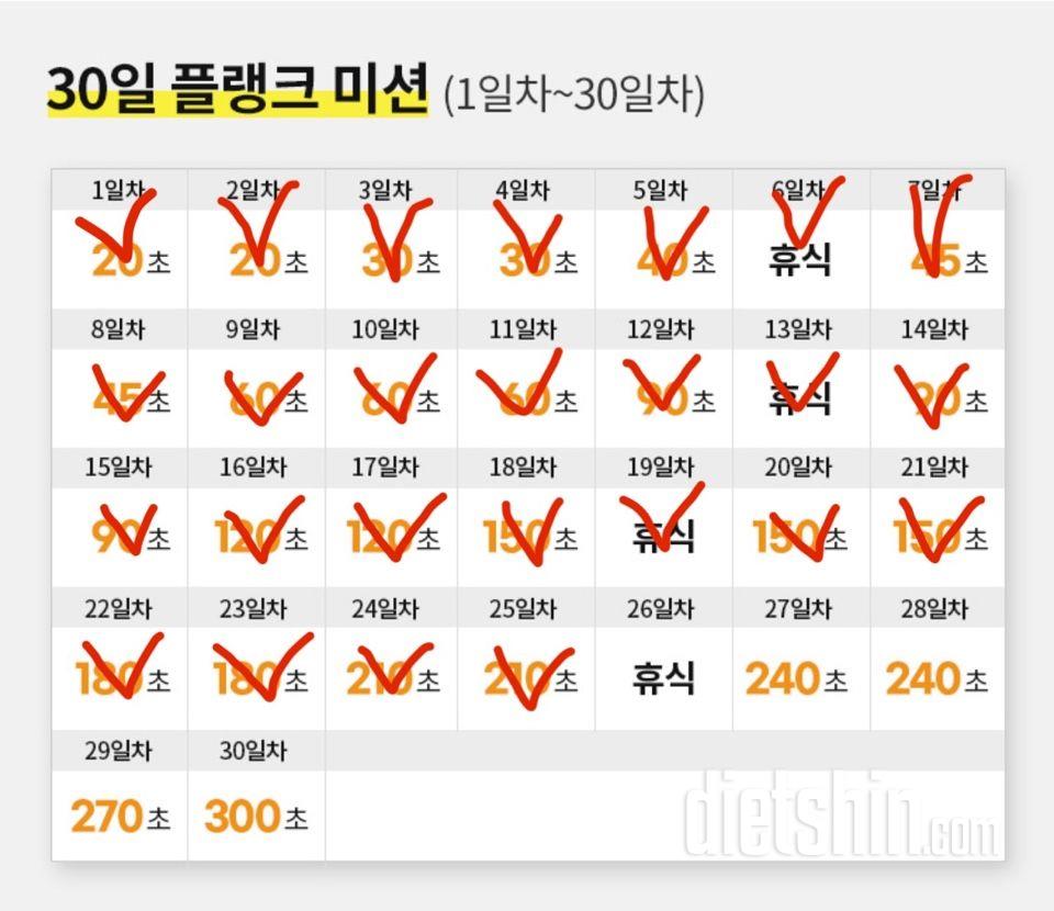 30일 플랭크25일차 성공!