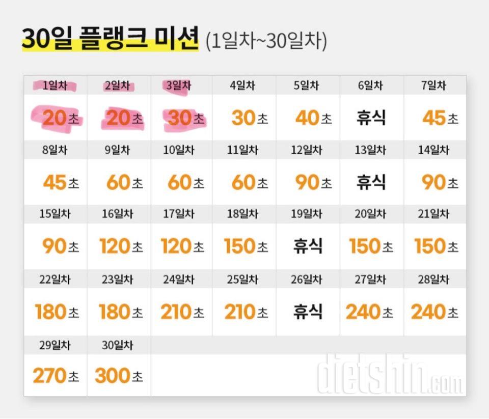 30일 플랭크3일차 성공!