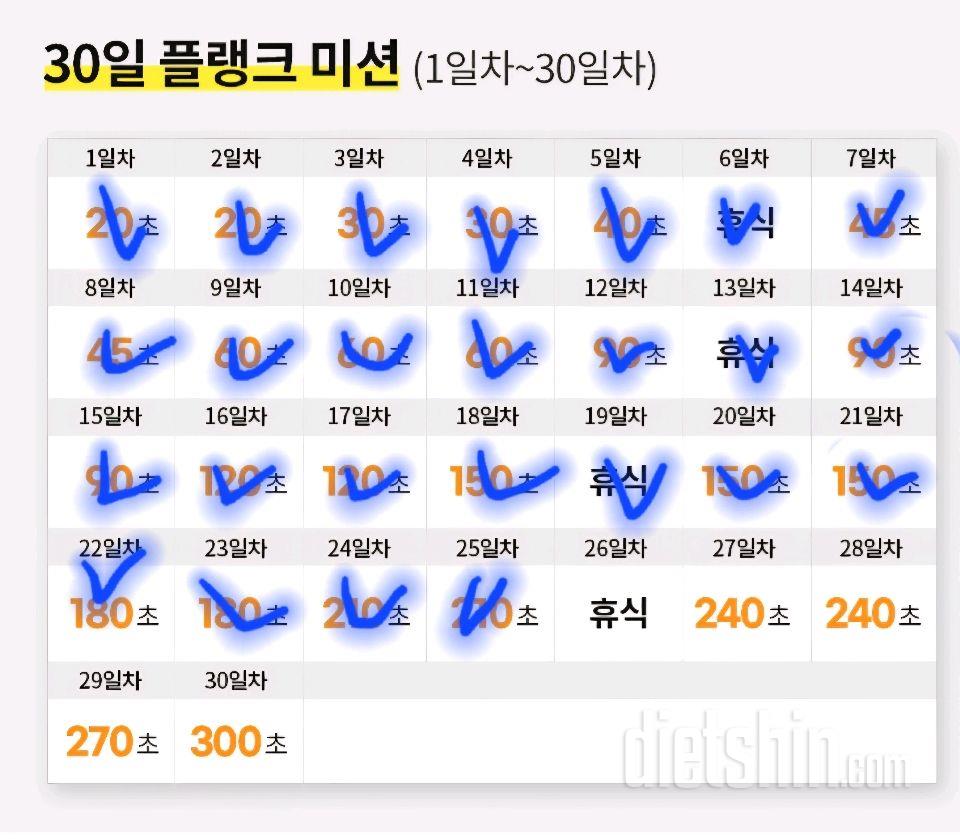 30일 플랭크25일차 성공!