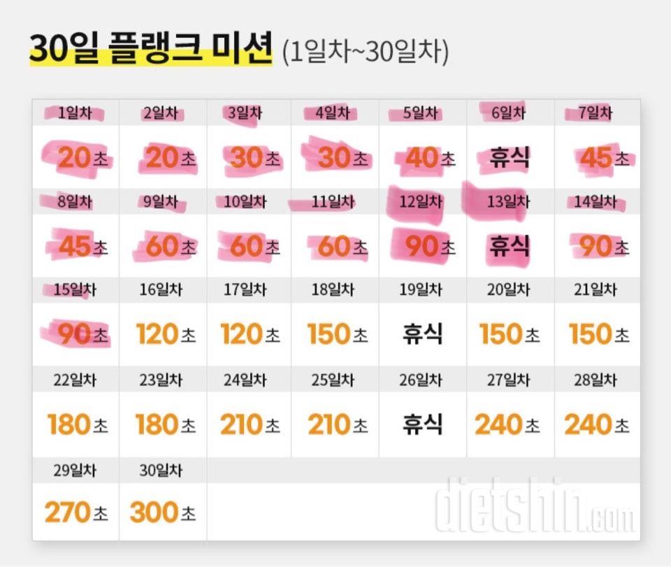 30일 플랭크15일차 성공!
