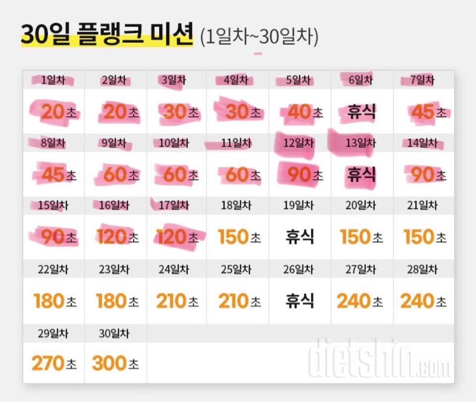 30일 플랭크17일차 성공!