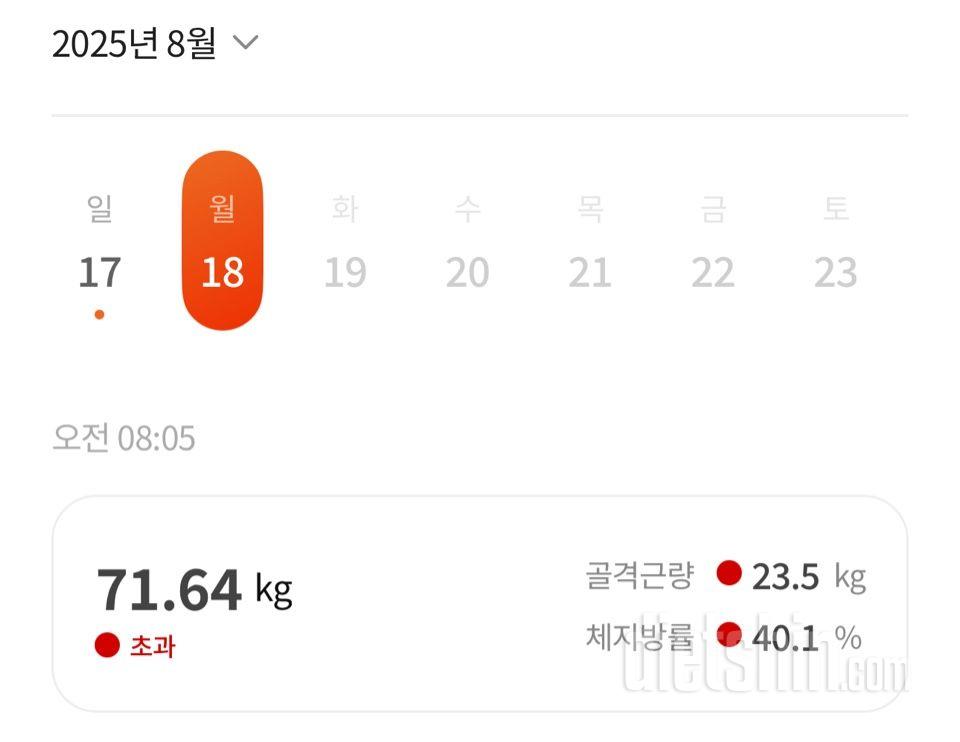 7일 아침 몸무게 재기2일차 성공!