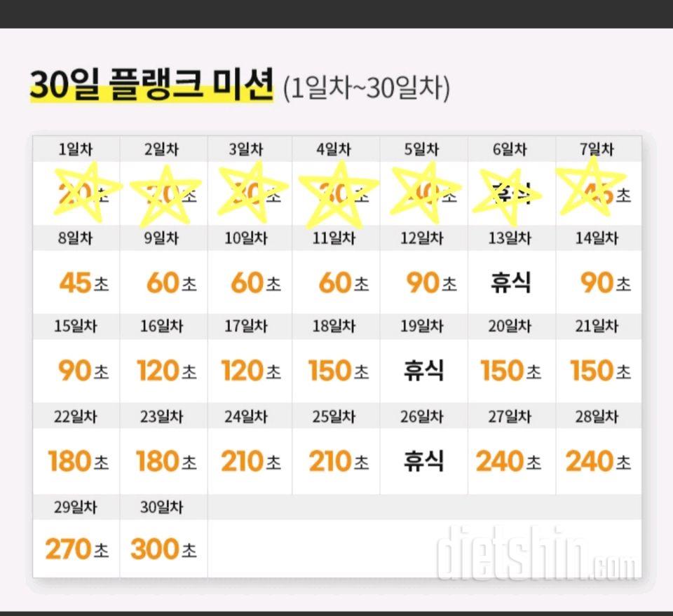 30일 플랭크7일차 성공!
