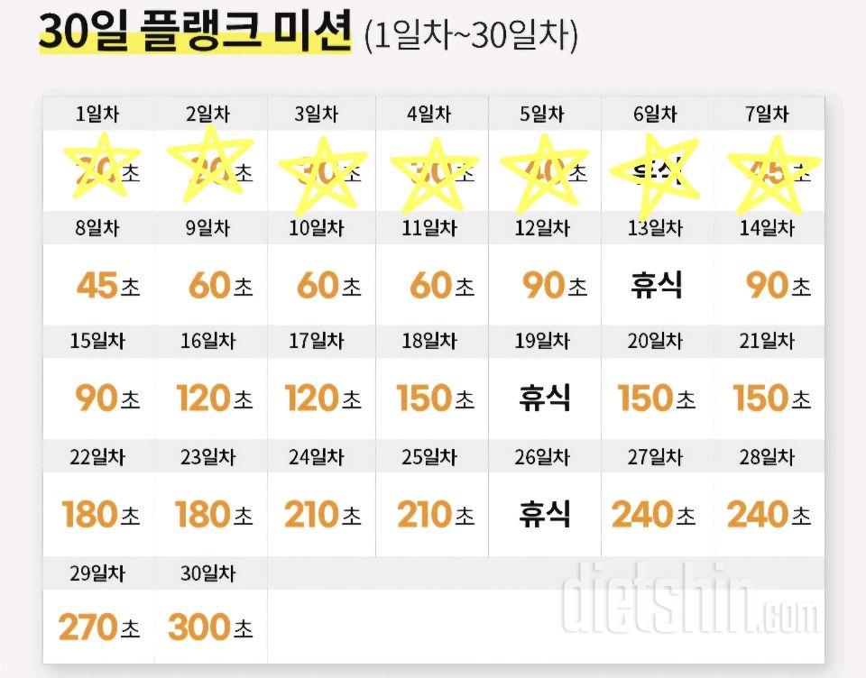 30일 플랭크7일차 성공!