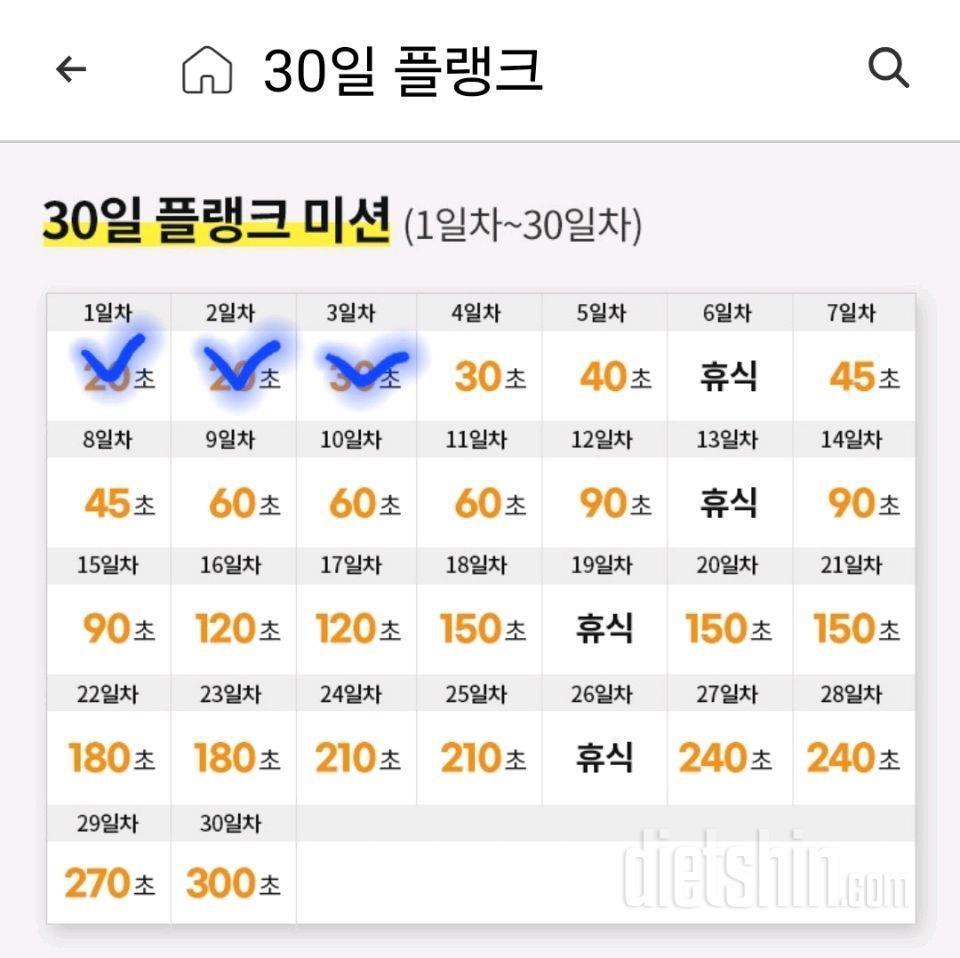 30일 플랭크61일차 성공!