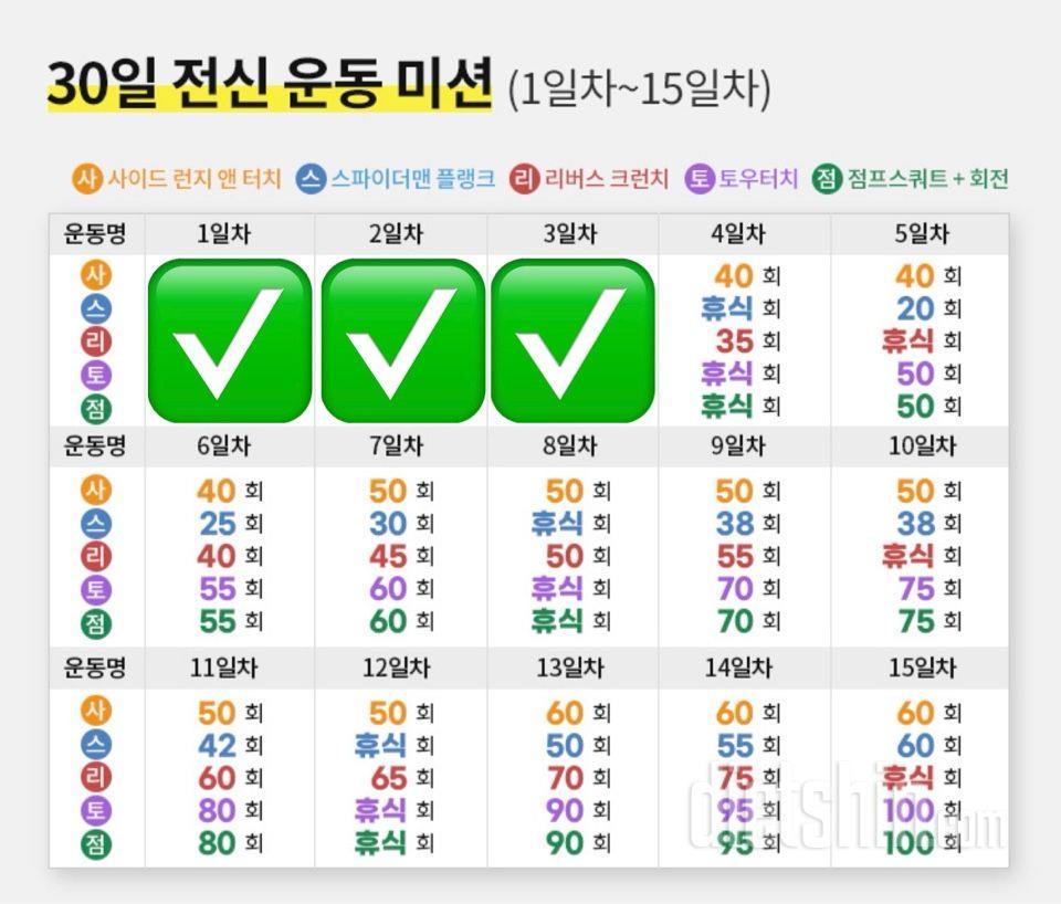 30일 전신운동3일차 성공!