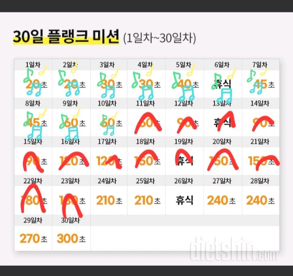 30일 플랭크23일차 성공!