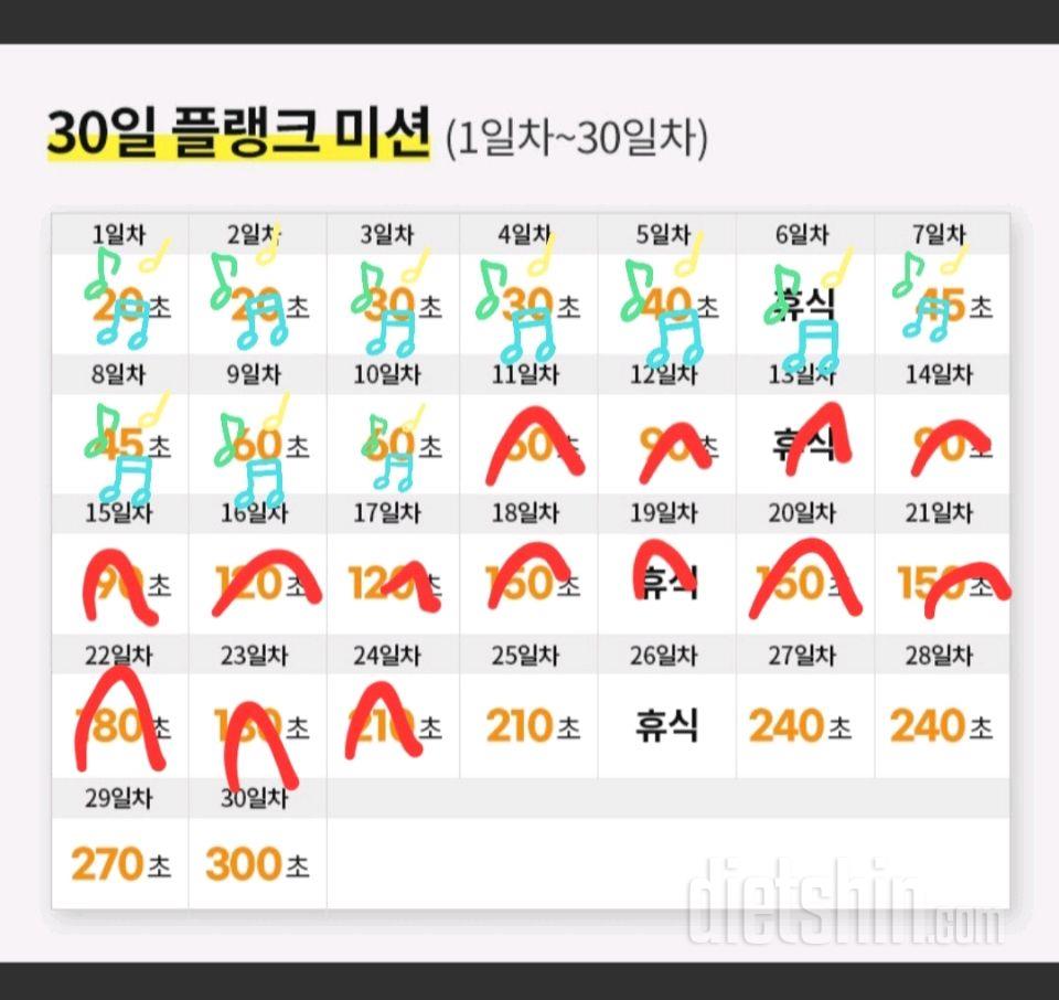 30일 플랭크24일차 성공!
