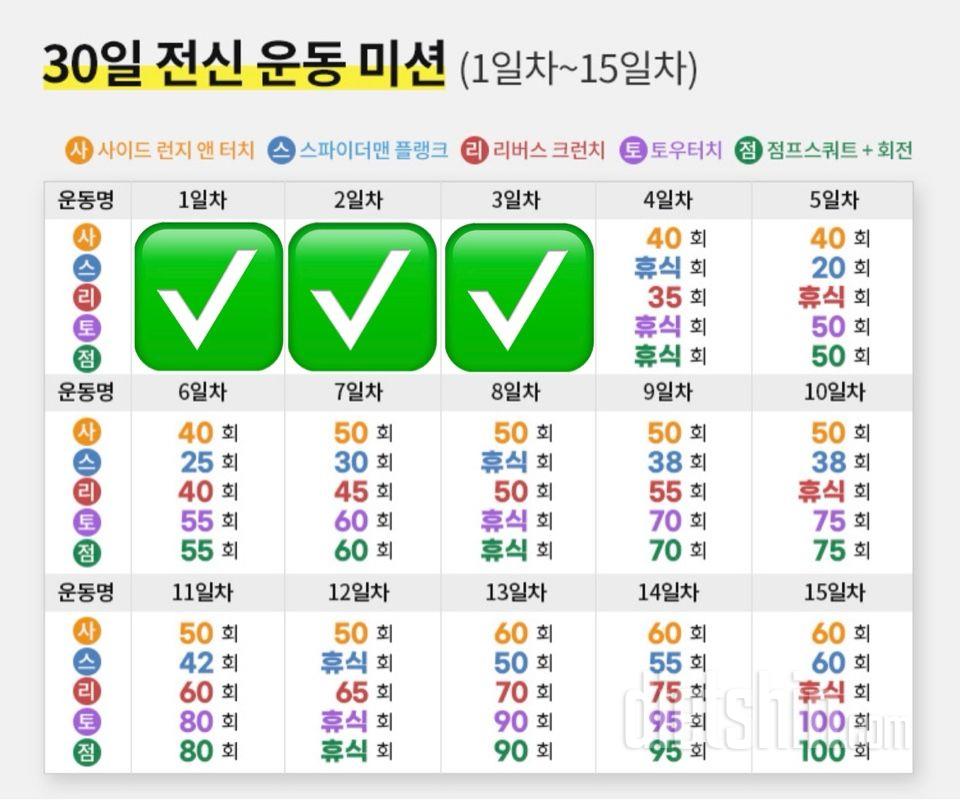 30일 전신운동3일차 성공!