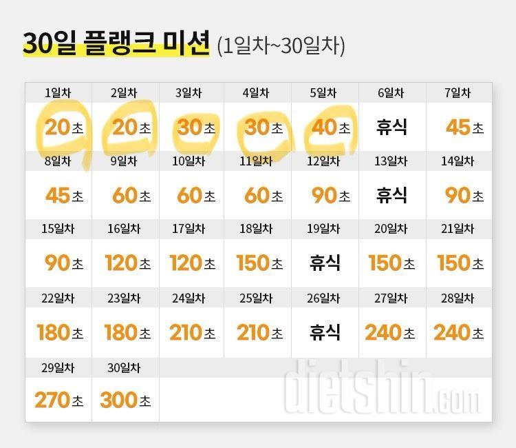 30일 플랭크5일차 성공!