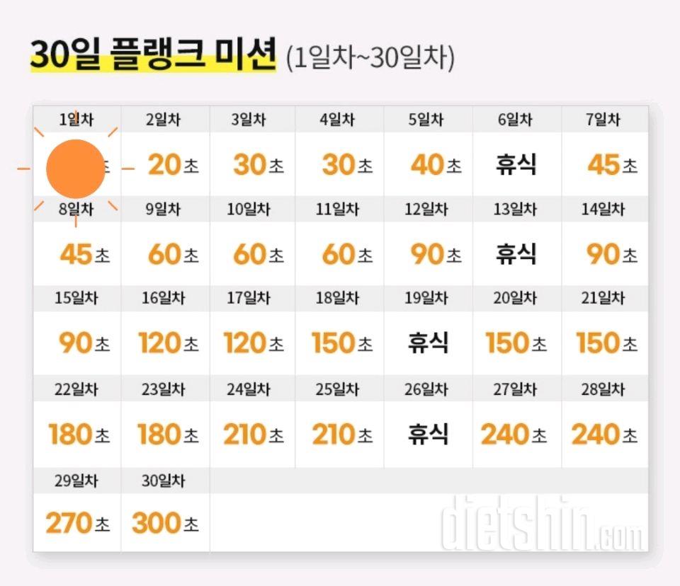 30일 플랭크1일차 성공!