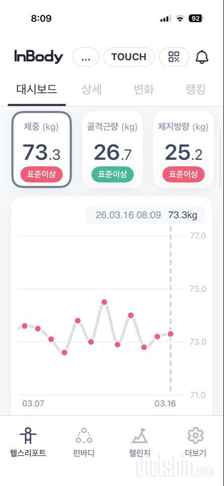 7일 아침 몸무게 재기1일차 성공!