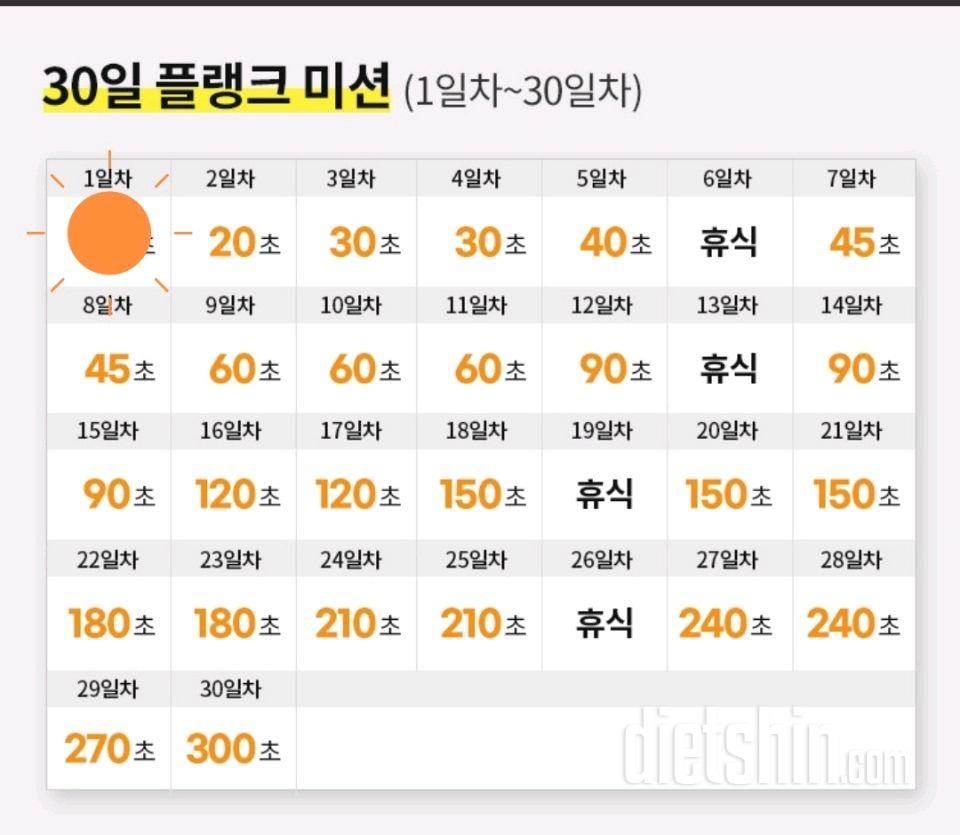 30일 플랭크1일차 성공!