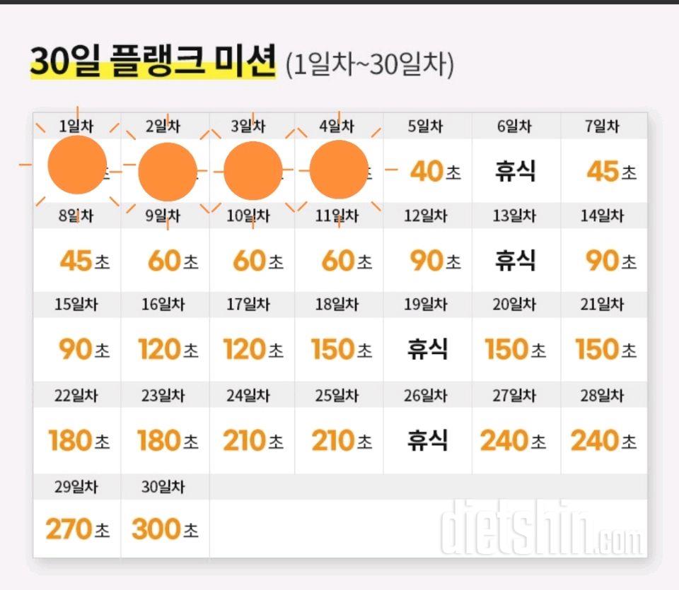 30일 플랭크4일차 성공!