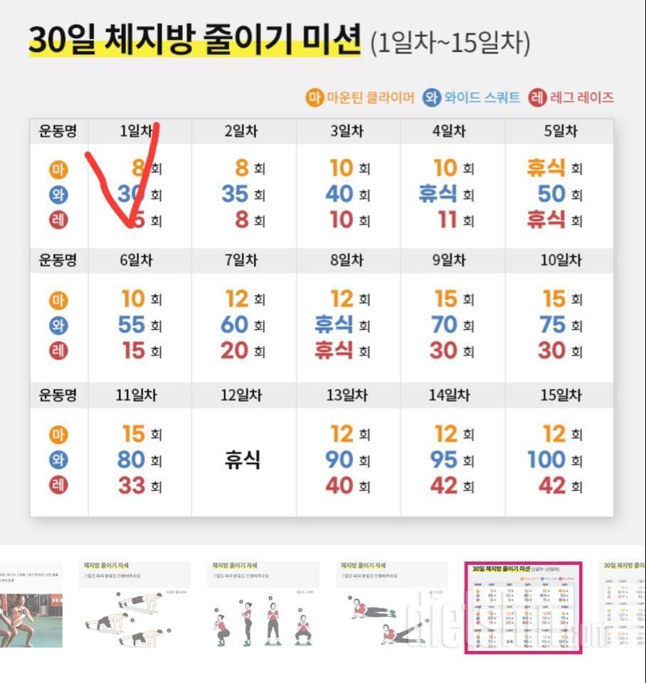 30일 체지방 줄이기 1일차 성공!