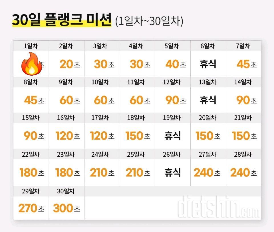 30일 플랭크1일차 성공!