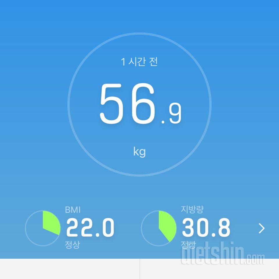 7일 아침 몸무게 재기22일차 성공!