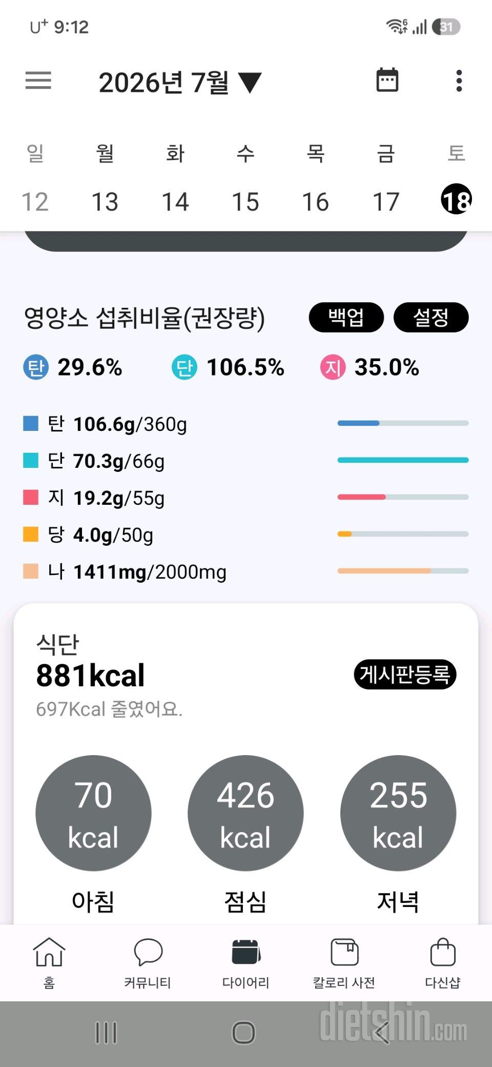 30일 당줄이기15일차 성공!