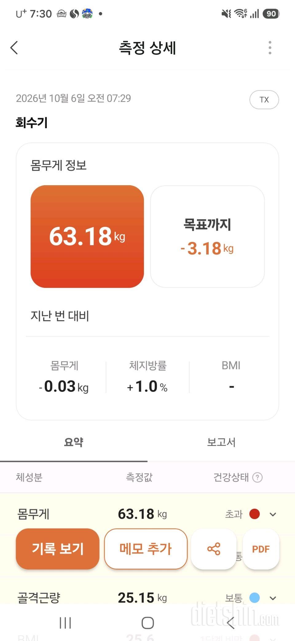 7일 아침 몸무게 재기15일차 성공!