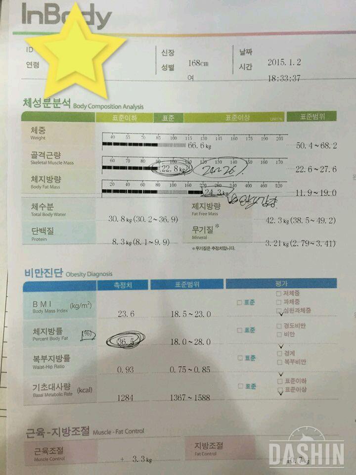 24일만에 체지방 7키로 감량