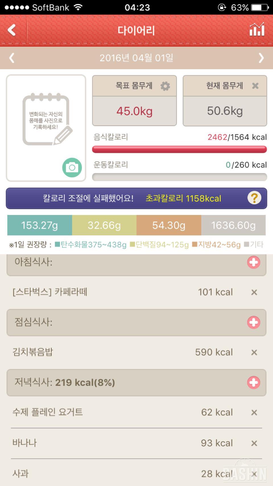 4월 01일 (음식 2462kcal)