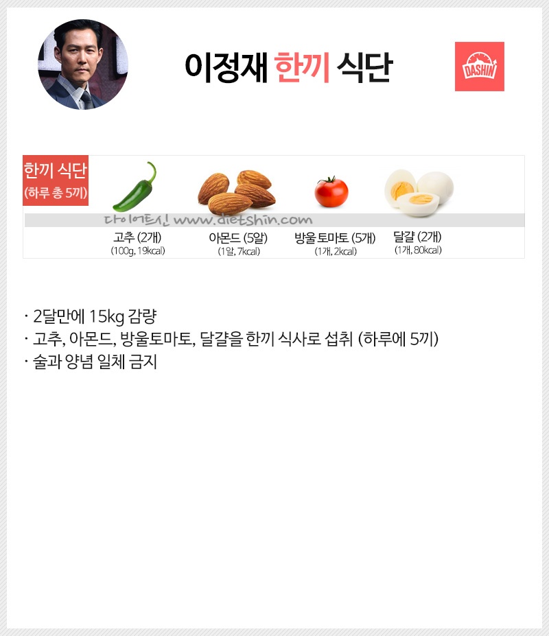 이정재 다이어트 식단표 (15kg 감량)