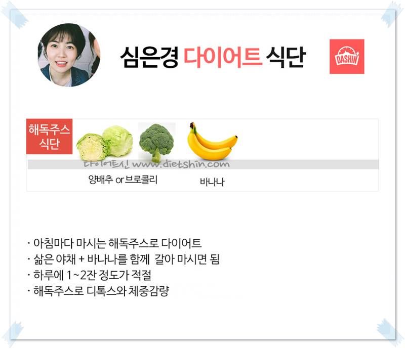 배우 심은경 식단표 (해독주스 다이어트 )