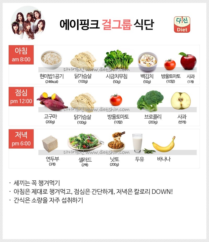 에이핑크 식단표 (걸그룹 식단)