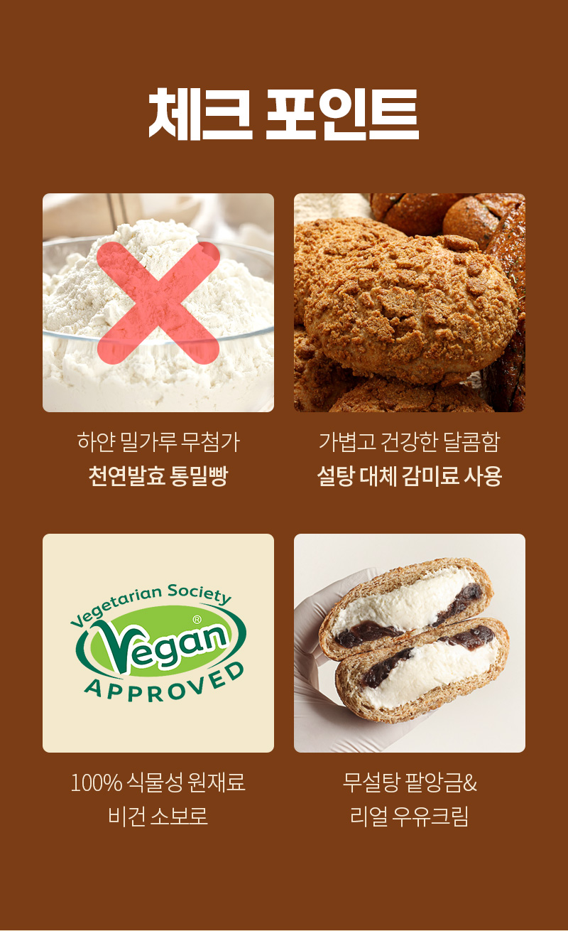 통밀당 소보로빵 - 천연발효종 통밀 및 대체당 사용 및 비건 소보로 및 무설탕 팥앙금 - 체크포인트