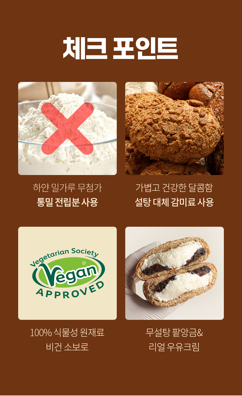 통밀당 소보로빵 - 천연발효종 통밀 및 대체당 사용 및 비건 소보로 및 무설탕 팥앙금 - 체크포인트