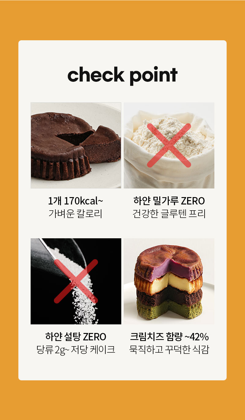 1개 170kcal 이상, 글루텐프리, 높은 크림치즈 함량 등 핵심 체크포인트 안내
